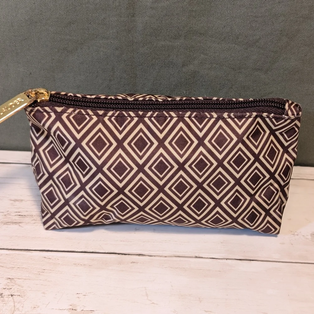 Vintage Estée Lauder Geometric Patterned Cosmetic Bag, Zippered Makeup Pouch - Picture 2 of 11